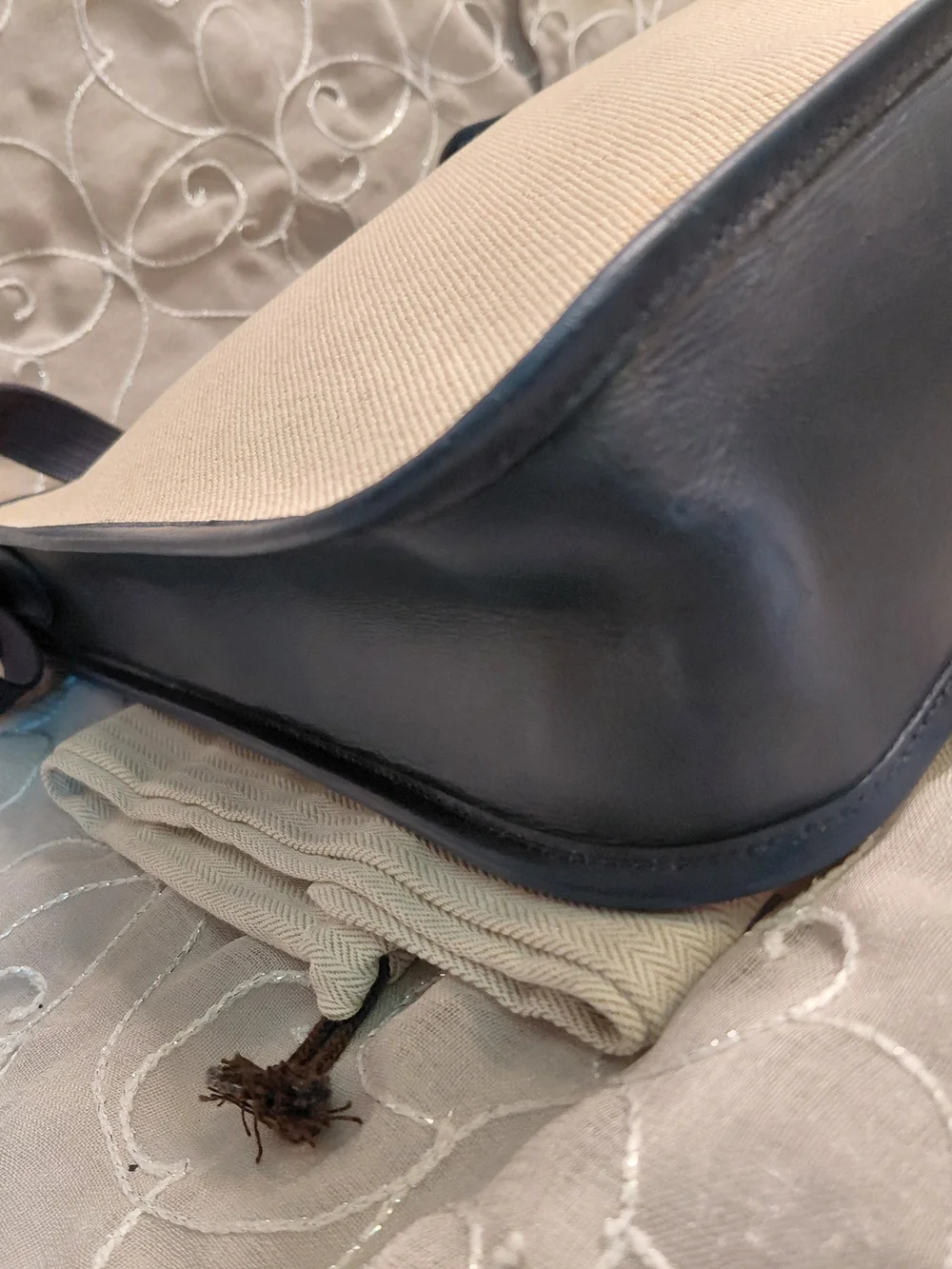 Hermès Vespa PM Toile Canvas & Navy Leather Shoulder Bag